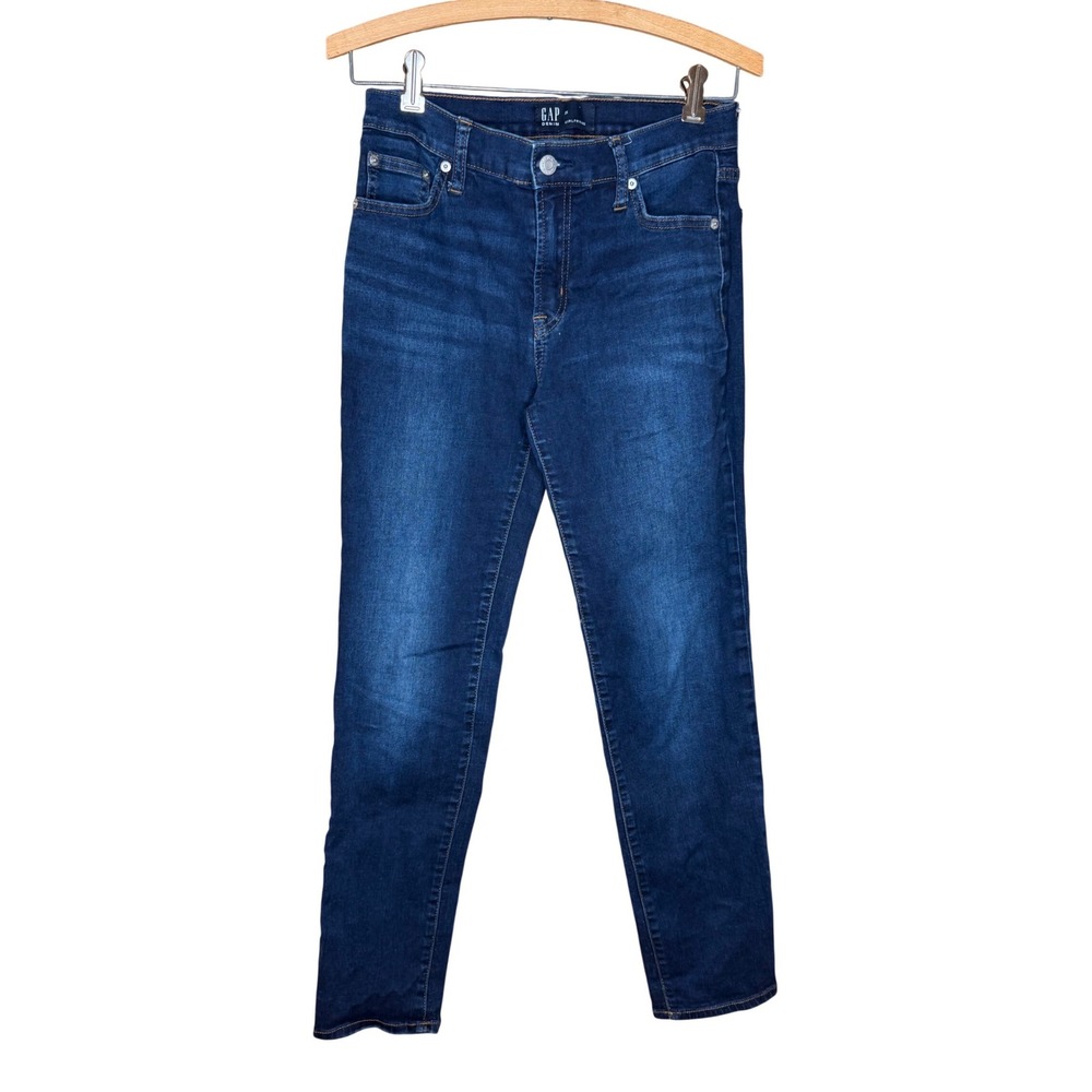 Gap Girlfriend Jeans Womens 25 Dark Wash Slim Tapered Mid Rise‎ Stretch Denim